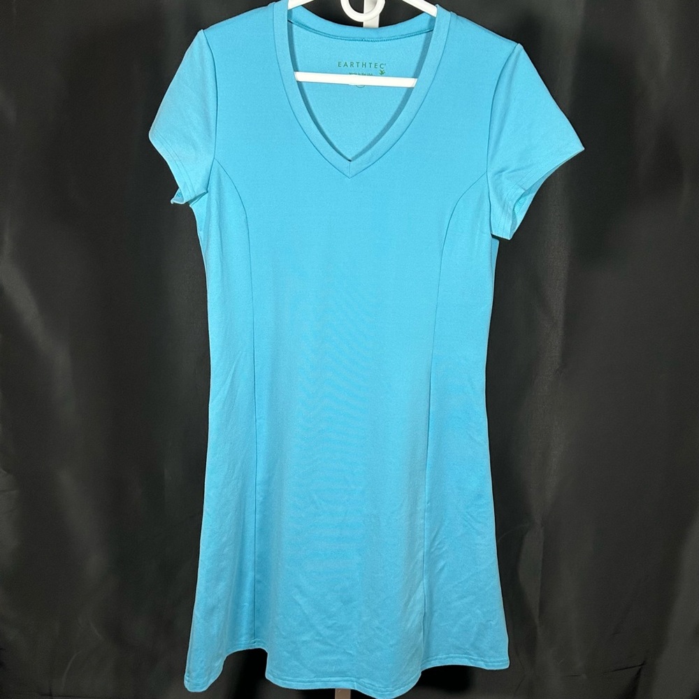 Women's Teal EarthTec V-Neck Dress Size Large - Picture 2 of 6